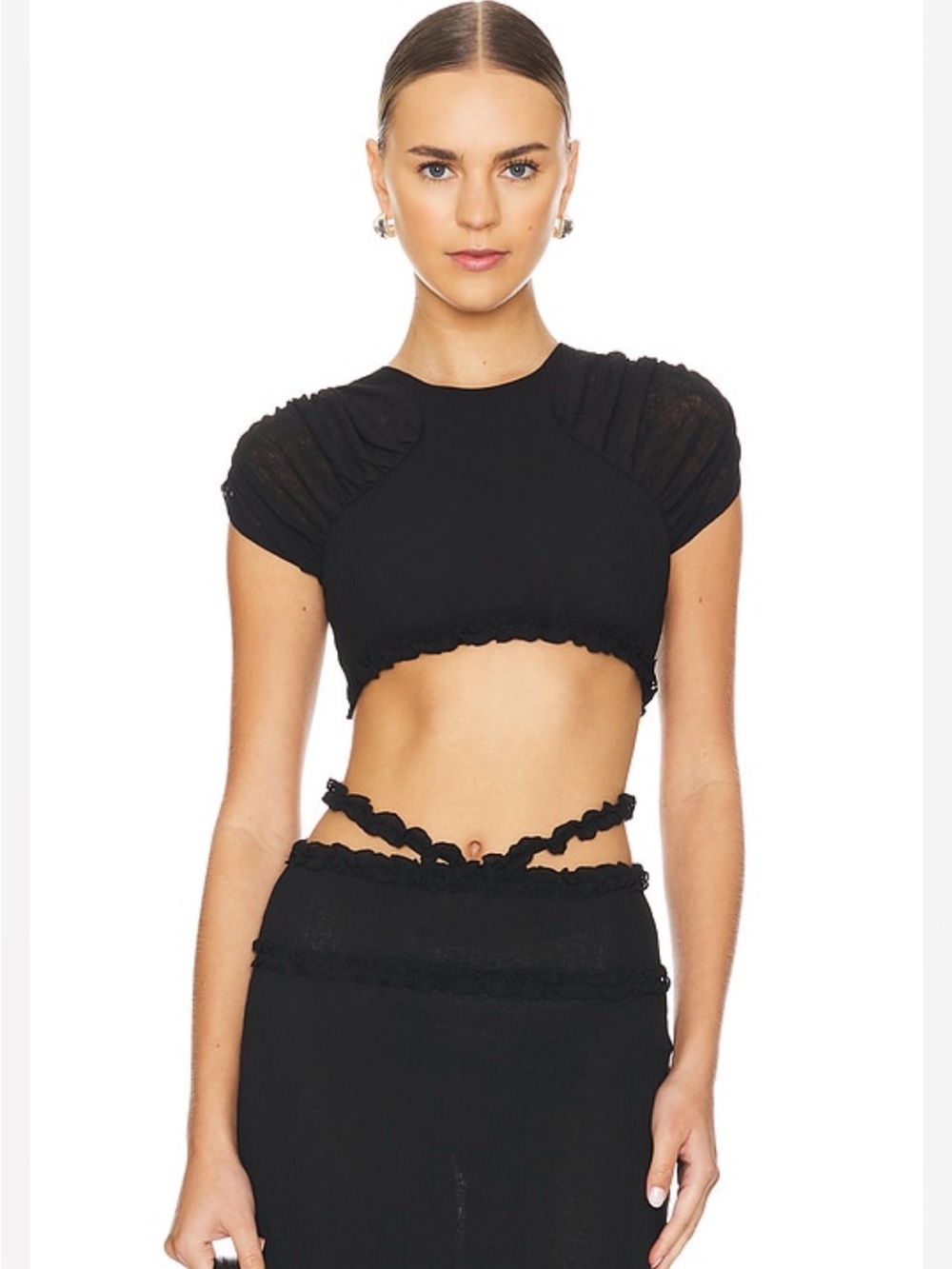 Camila Coelho AMORAZO CROP TOP IN BLACK